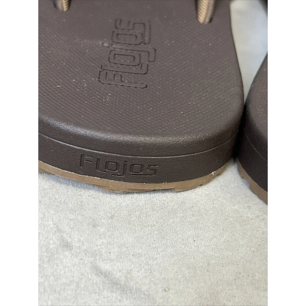 FLOJOS Men's Size 8 Flip Flop Sandals Dark Brown Shoes Beach Vacation‎ Walking